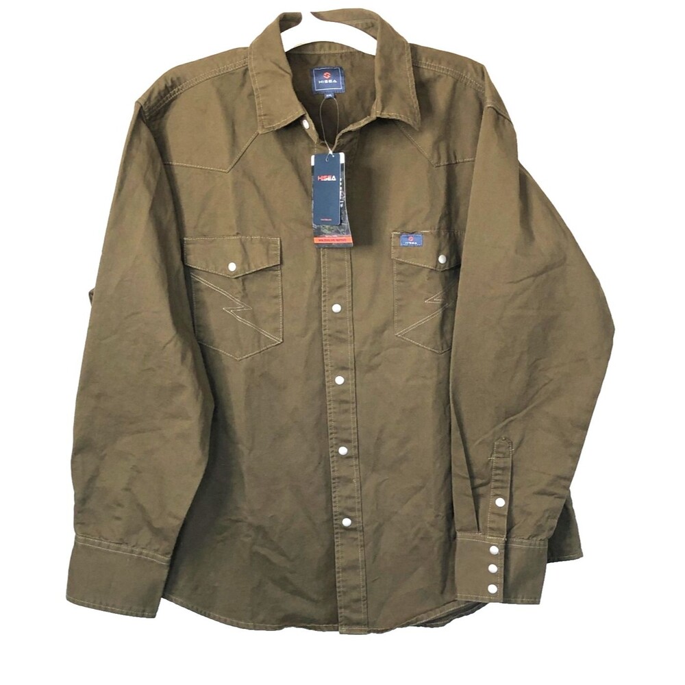 Men's Hisea Western Long Sleeve Denim Snap Closure Rugged XXL